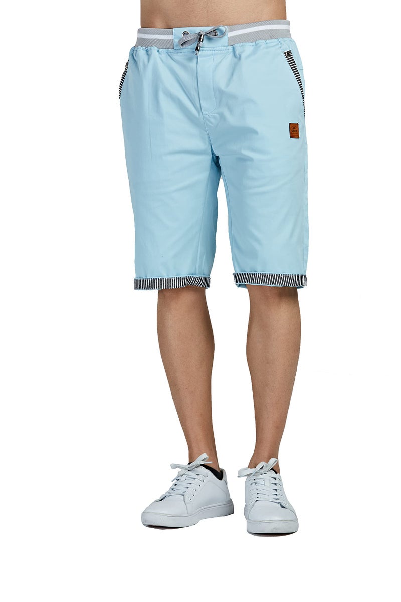 Tansozer Men's Shorts Casual Classic Fit Drawstring Summer Beach Shorts with Elastic Waist and Pockets (Sky Blue, Medium) - Image 4